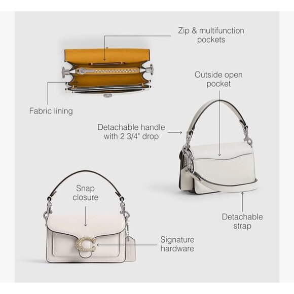 Coach White Tabby 12 with Pave Embellished Front C Logo - Picture 4 of 9